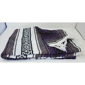 Purple color mexican blanket warm and thick falsa blanket beach blanket